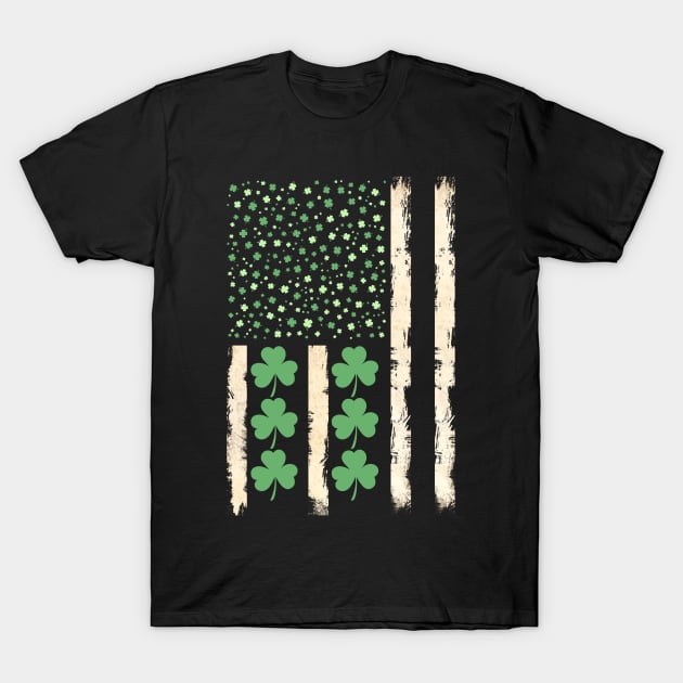 Vintage St Patricks Day Irish American Flag Shamrock T-Shirt by Clouth Clothing 